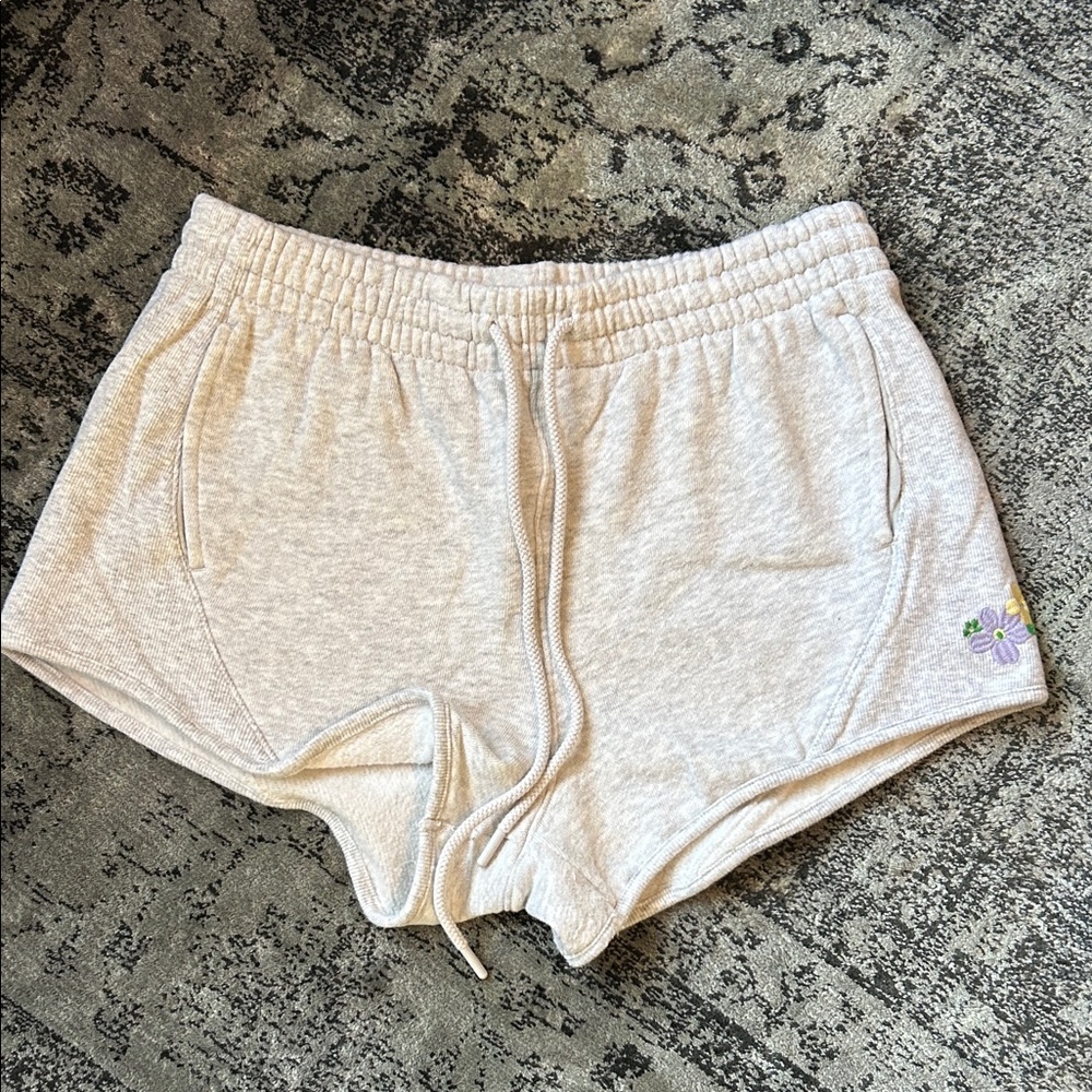 Victoria’s Secret pink s small fleece shorts floral flower embroidered with